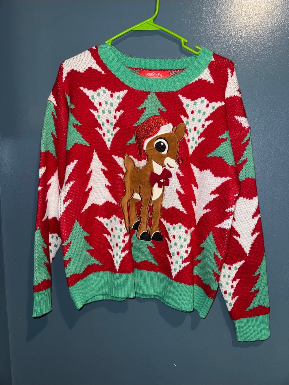 Red & Green Rudolph Women's Holiday Sweater